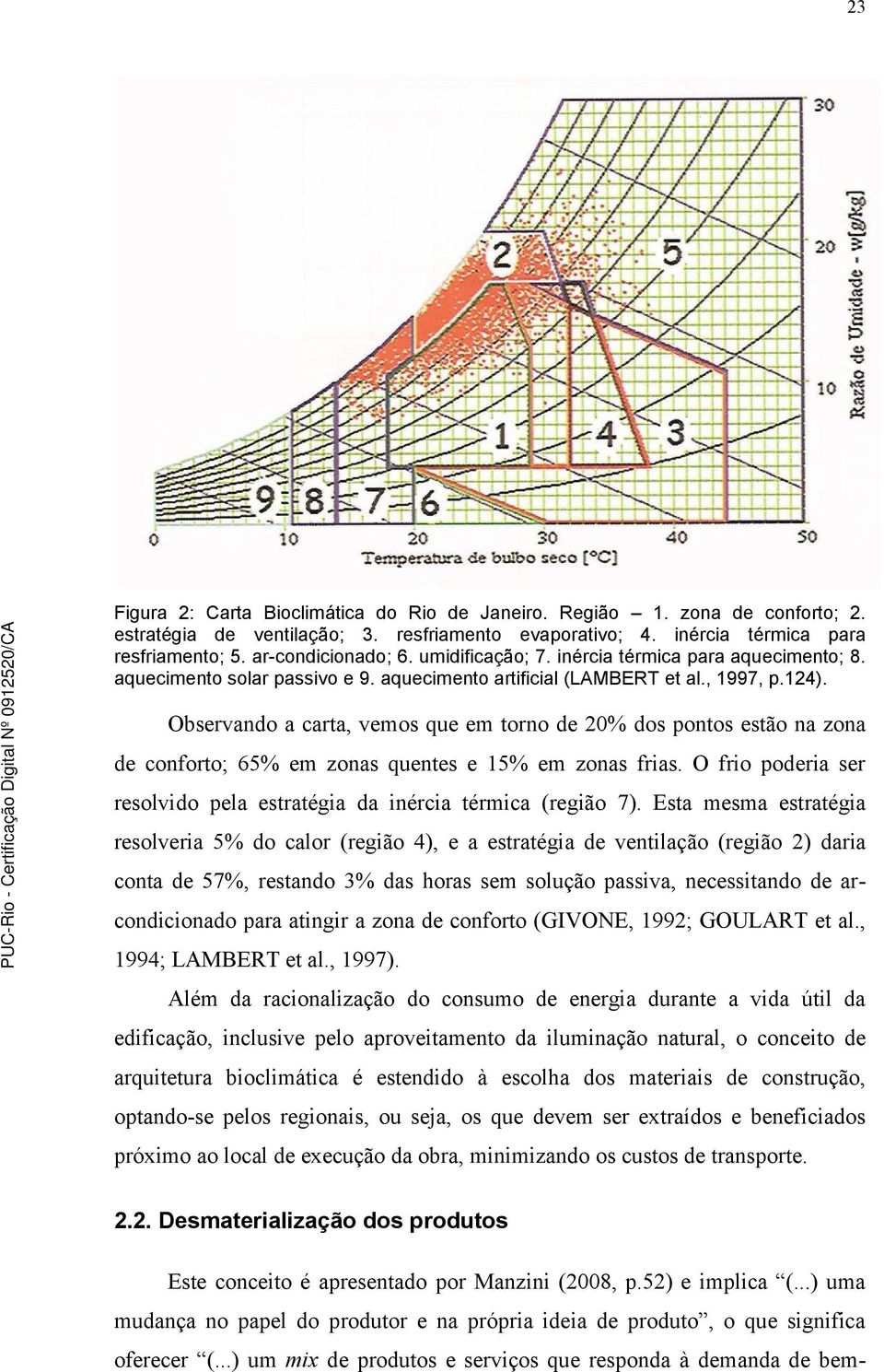 Observando a carta, vemos que em torno de 20% dos pontos estão na zona de conforto; 65% em zonas quentes e 15% em zonas frias.