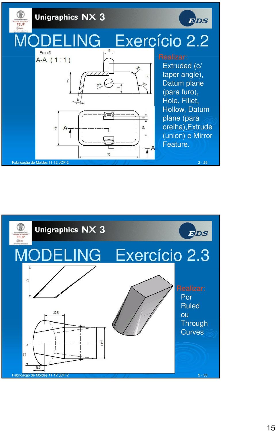 Hole, Fillet, Hollow, Datum plane (para orelha),extrude (union)