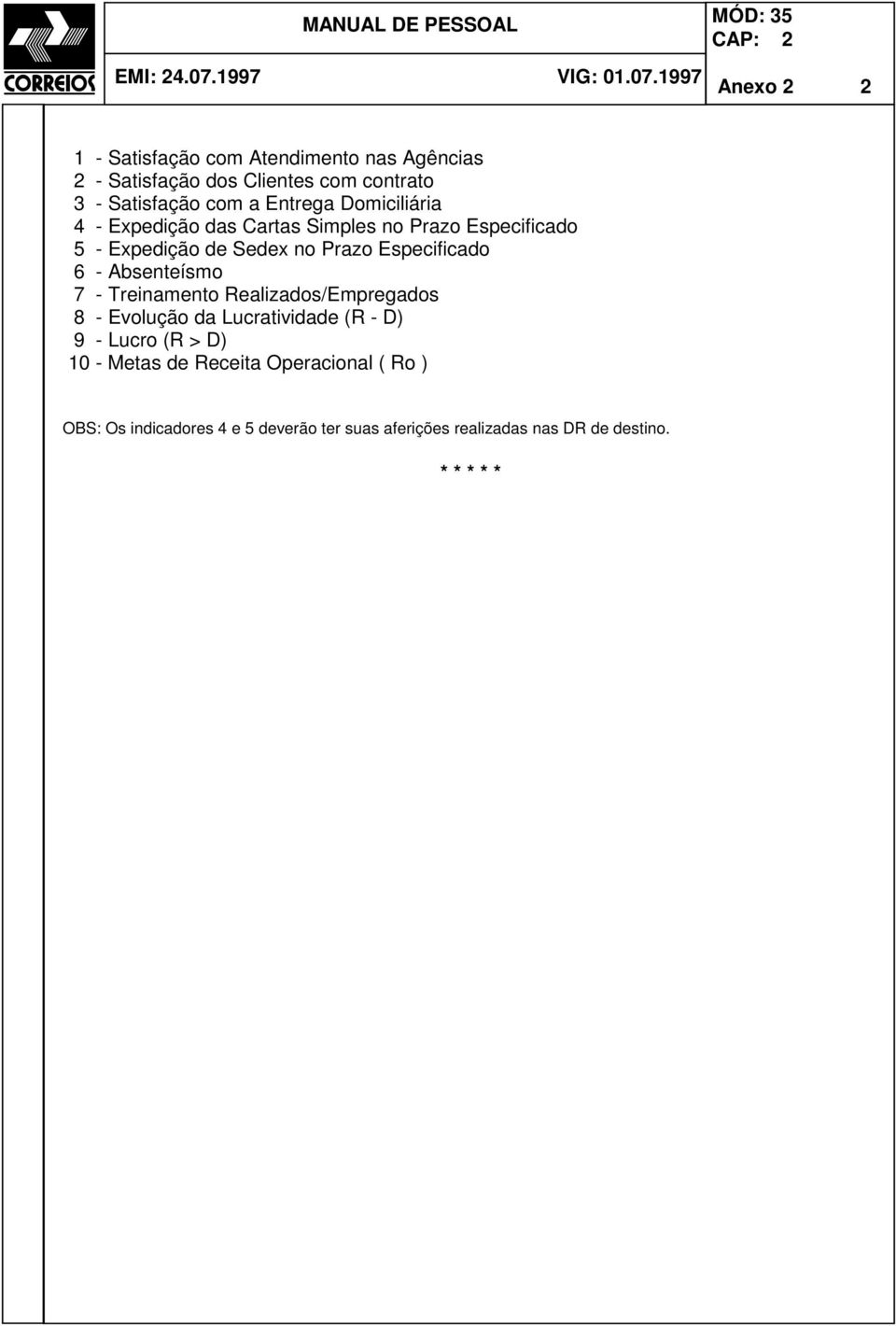 Especificado 6 - Absenteísmo 7 - Treinamento Realizados/Empregados 8 - Evolução da Lucratividade (R - D) 9 - Lucro (R >