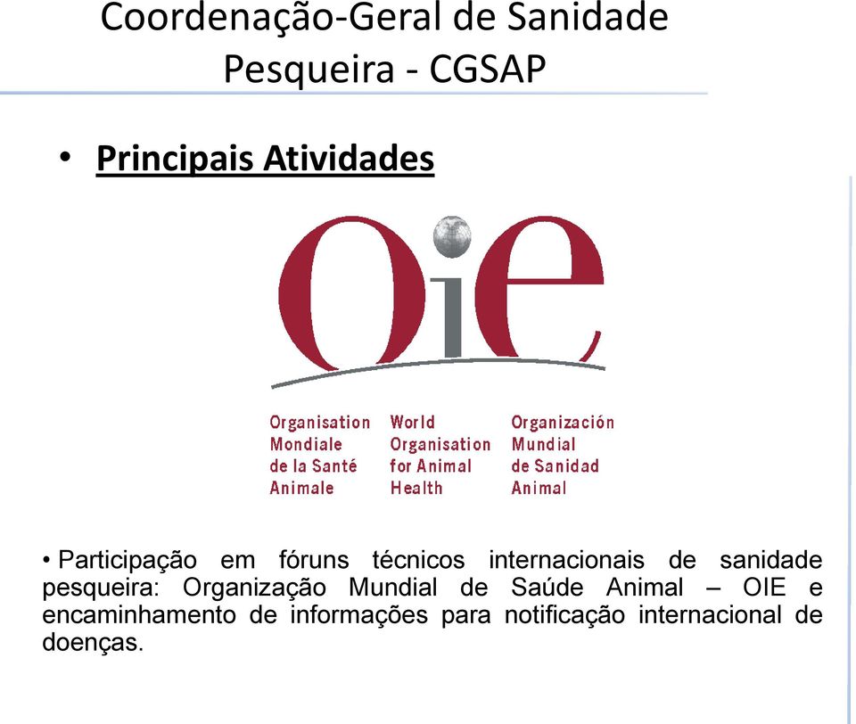 Organização Mundial de Saúde Animal OIE e