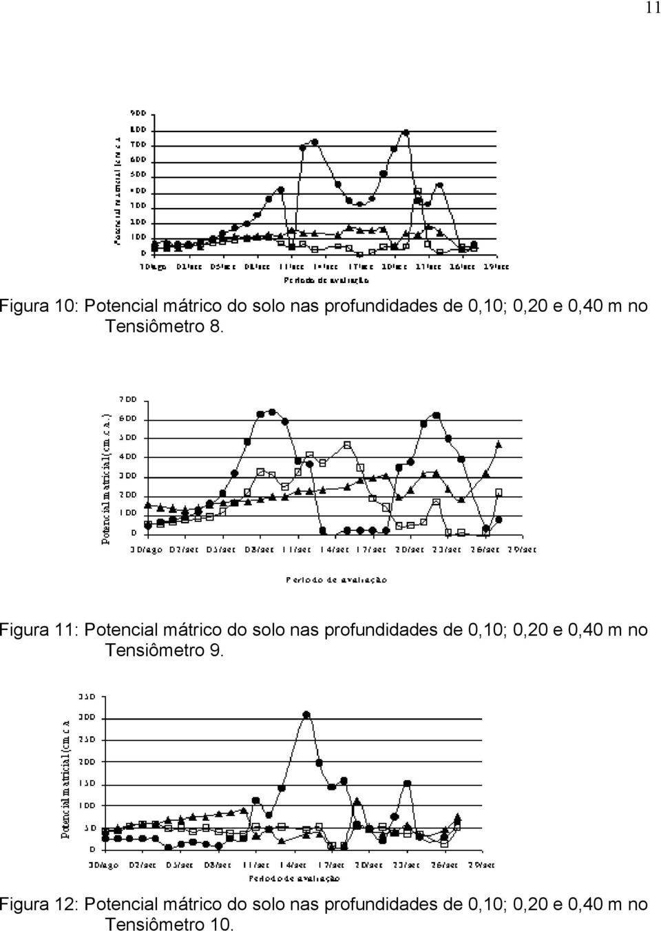 Figura 11: Potencial mátrico do solo nas profundidades de 0,10; 0,20 e