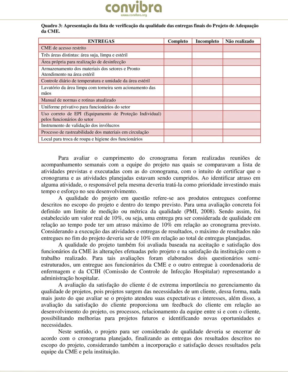 e Pronto Atendimento na área estéril Controle diário de temperatura e umidade da área estéril Lavatório da área limpa com torneira sem acionamento das mãos Manual de normas e rotinas atualizado