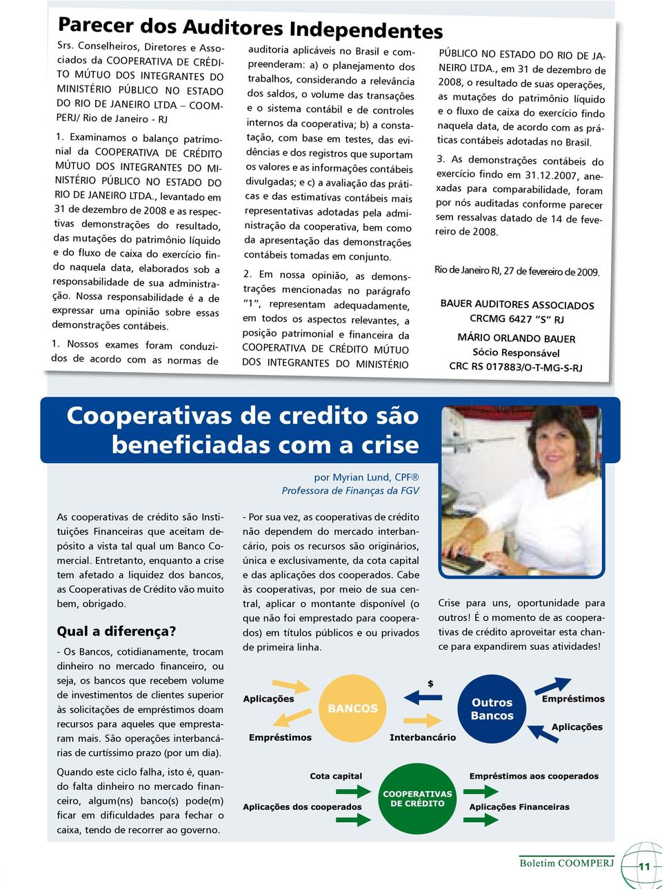 Examinamos o balanço patrimonial da COOPERATIVA DE CRÉDITO MÚTUO DOS INTEGRANTES DO MI- NISTÉRIO PÚBLICO NO ESTADO DO RIO DE JANEIRO LTDA.