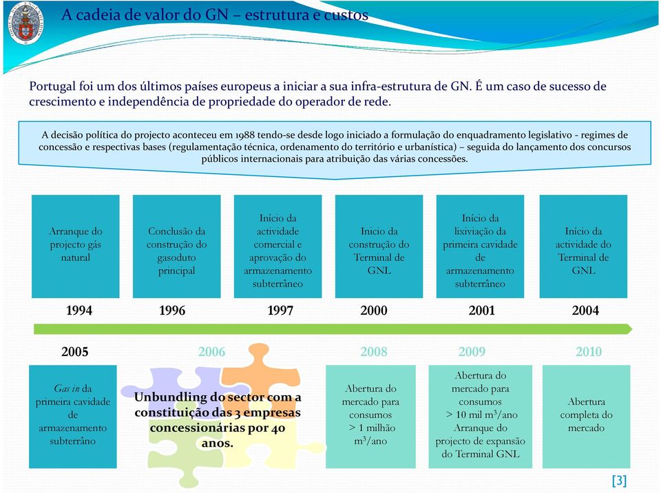 A decisão política do projecto aconteceu em 1988 tendo-se desde logo iniciado a formulação do enquadramento legislativo - regimes de concessão e respectivas bases (regulamentação técnica, ordenamento