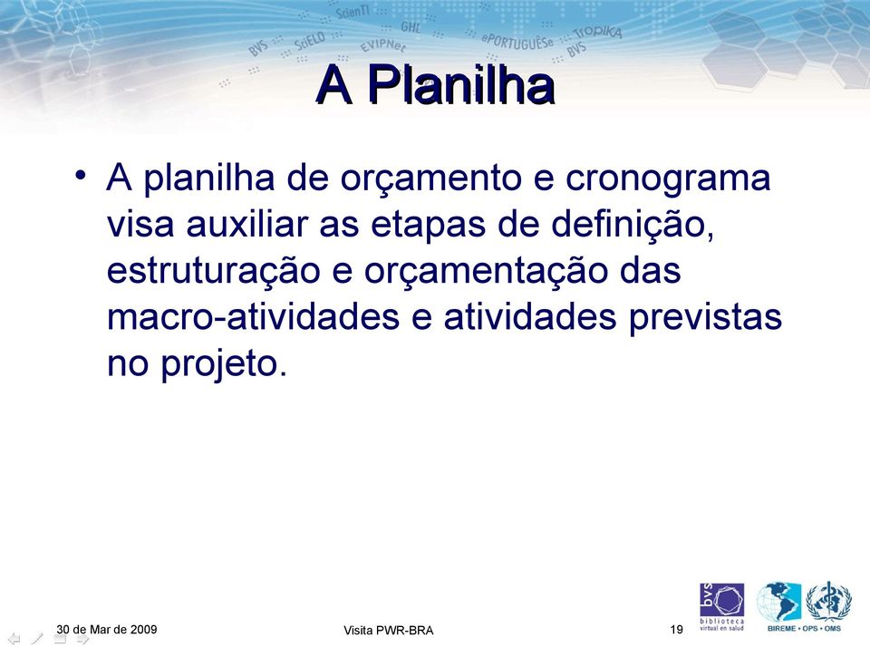 estruturação e orçamentação das macroatividades e