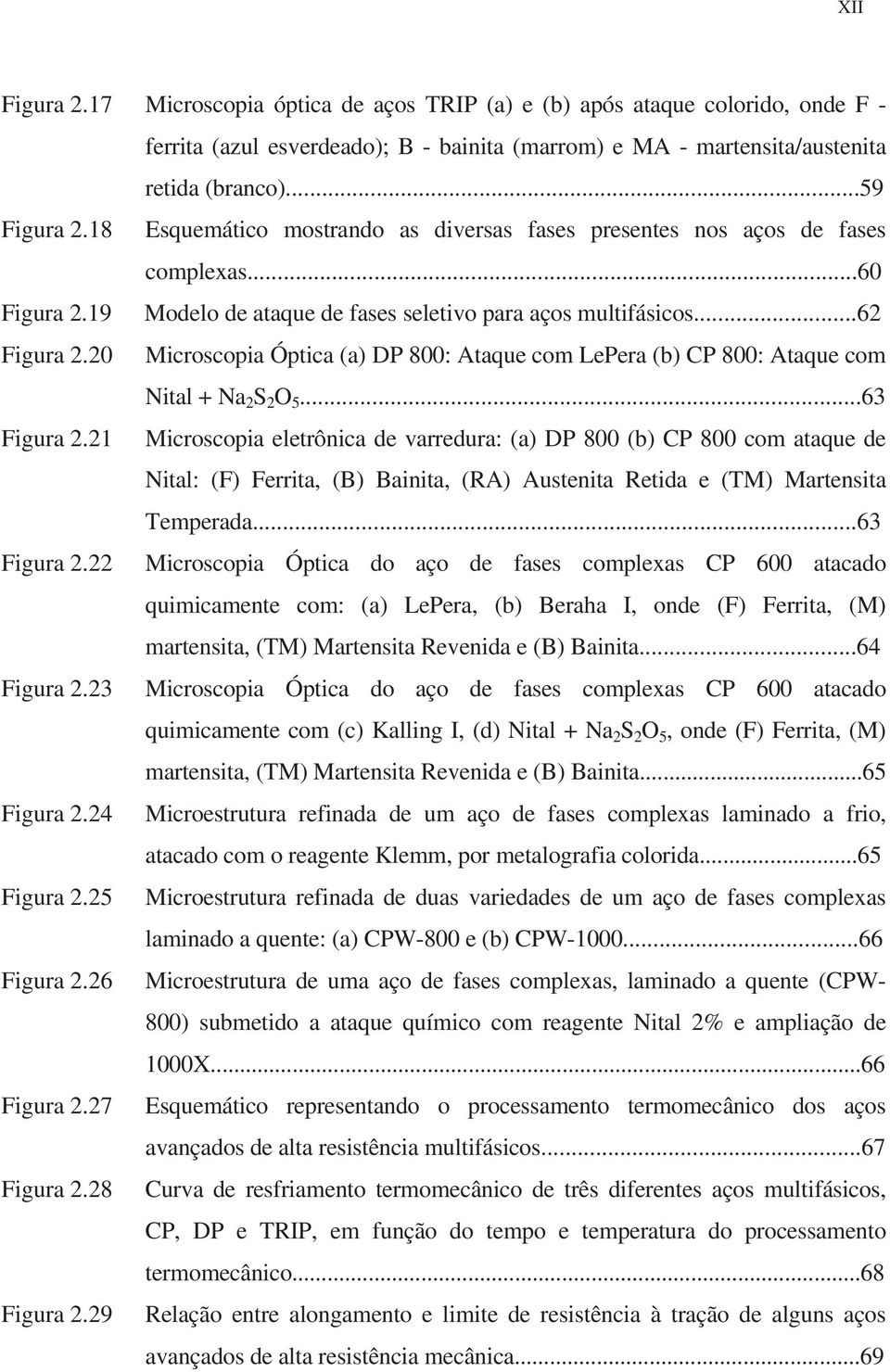20 Microscopia Óptica (a) DP 800: Ataque com LePera (b) CP 800: Ataque com Nital + Na 2 S 2 O 5...63 Figura 2.