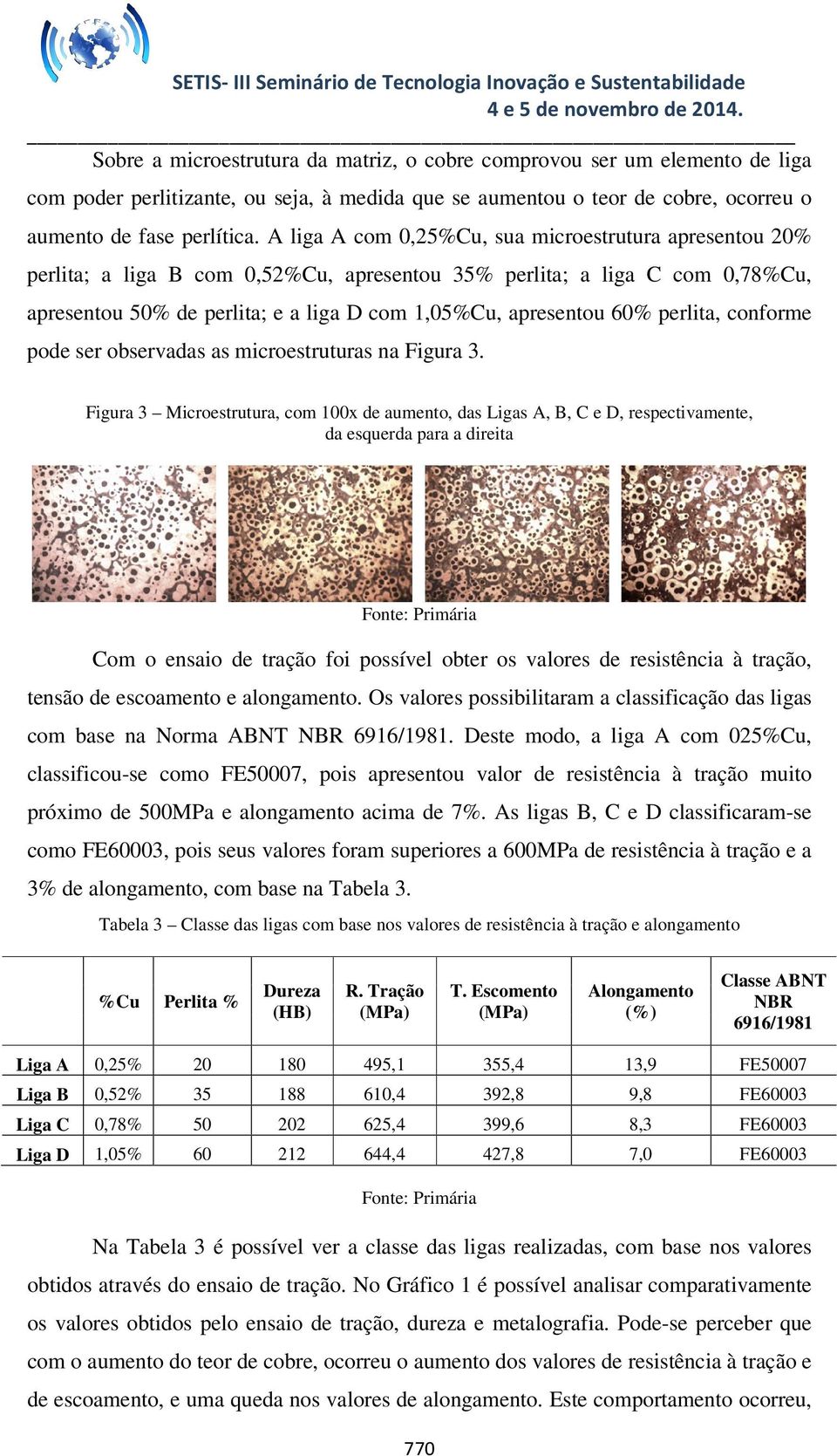 perlita, conforme pode ser observadas as microestruturas na Figura 3.