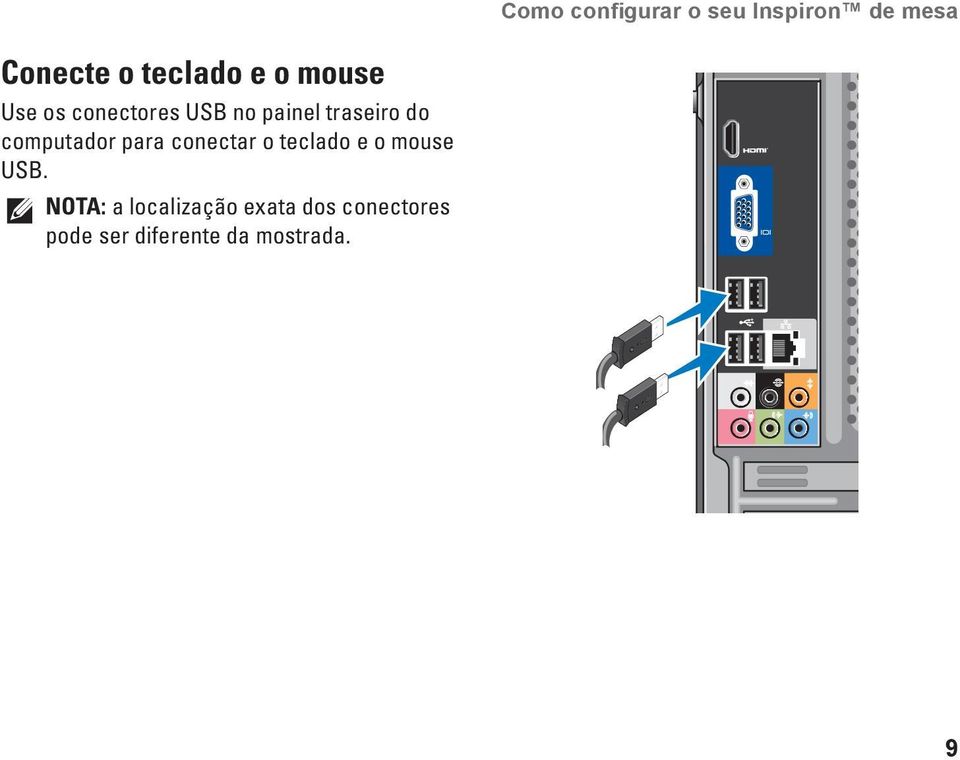 computador para conectar o teclado e o mouse USB.