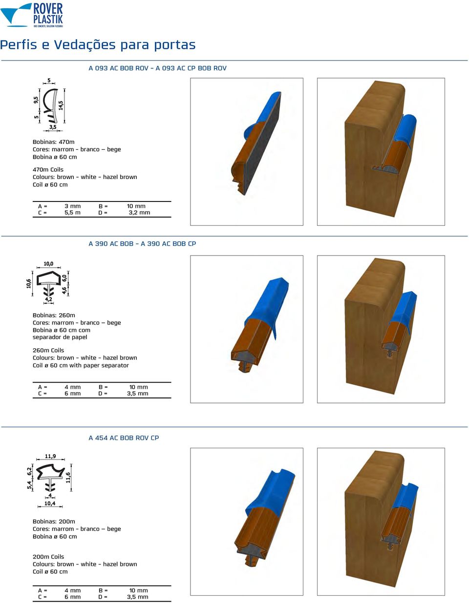 cm com separador de papel 260m Coils Coil ø 60 cm with paper separator A = 4 mm B = 10 mm C = 6 mm D = 3,5 mm