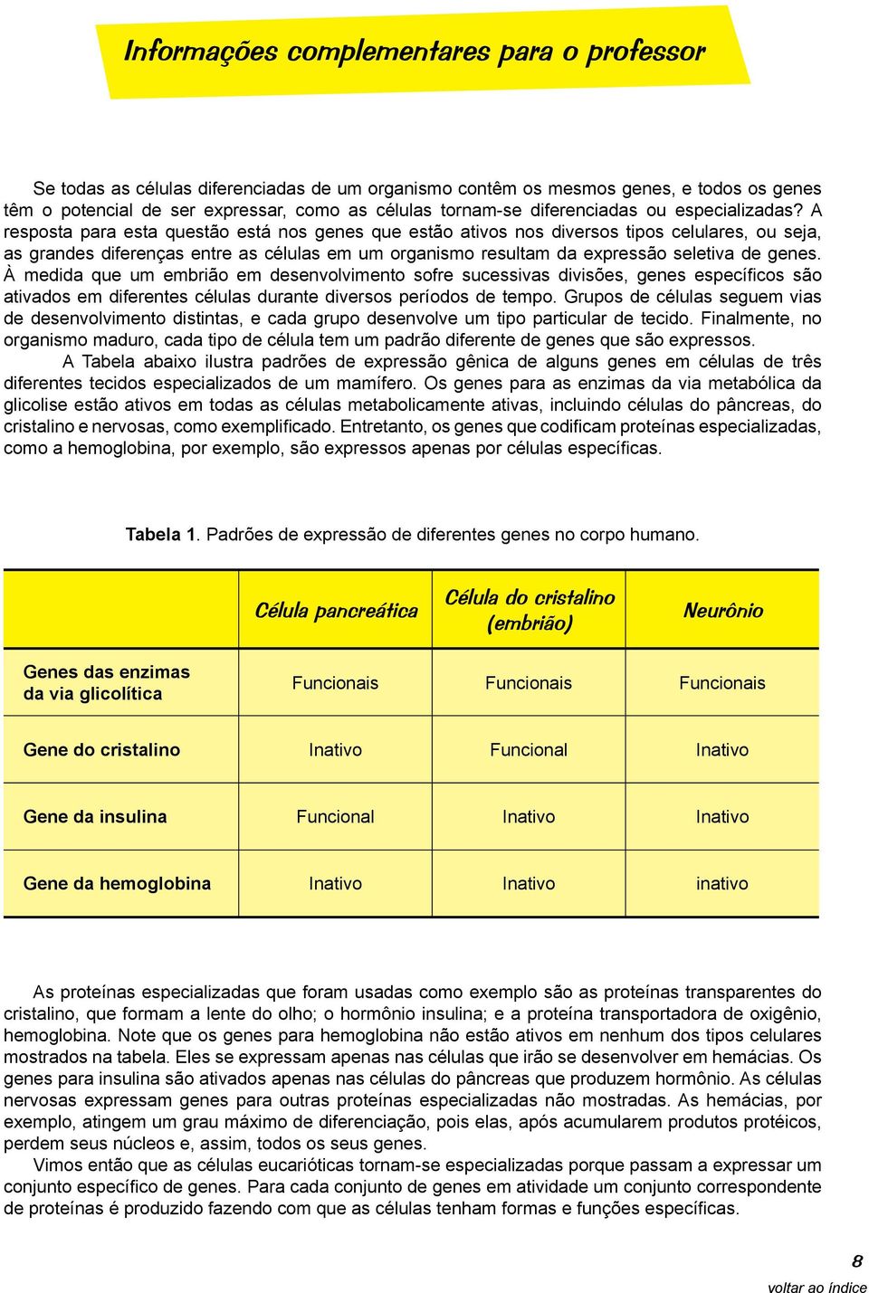 A resposta para esta questão está nos genes que estão ativos nos diversos tipos celulares, ou seja, as grandes diferenças entre as células em um organismo resultam da expressão seletiva de genes.