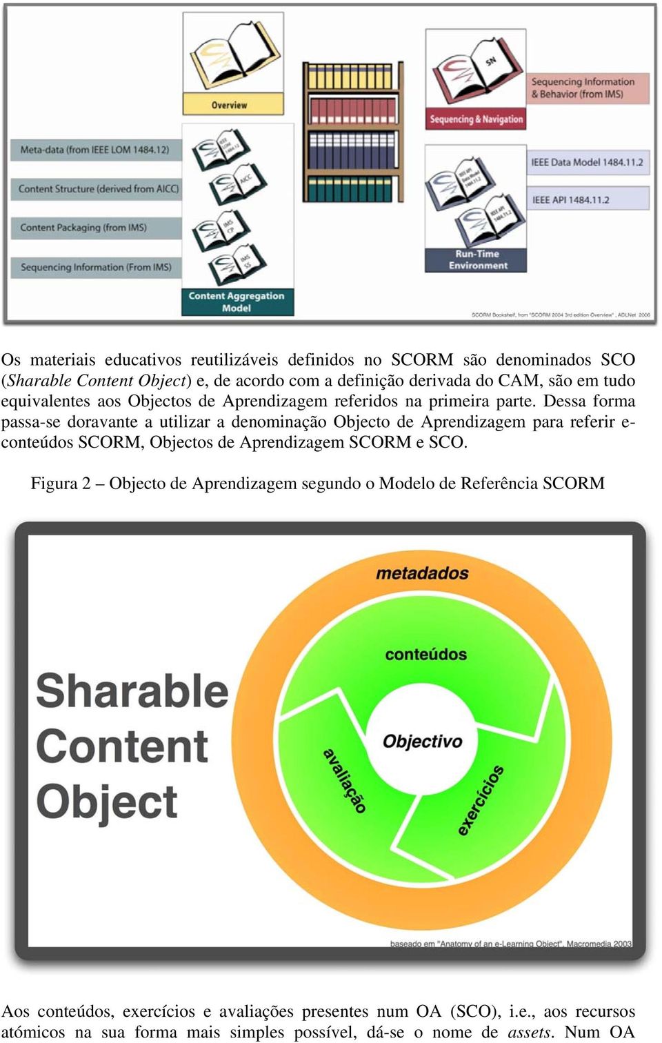Dessa forma passa-se doravante a utilizar a denominação Objecto de Aprendizagem para referir e- conteúdos SCORM, Objectos de Aprendizagem SCORM e SCO.