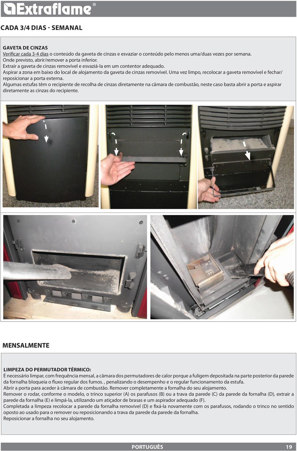 Uma vez limpo, recolocar a gaveta removível e fechar/ reposicionar a porta externa.