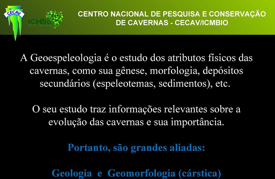 O seu estudo traz informações relevantes sobre a evolução das cavernas e sua