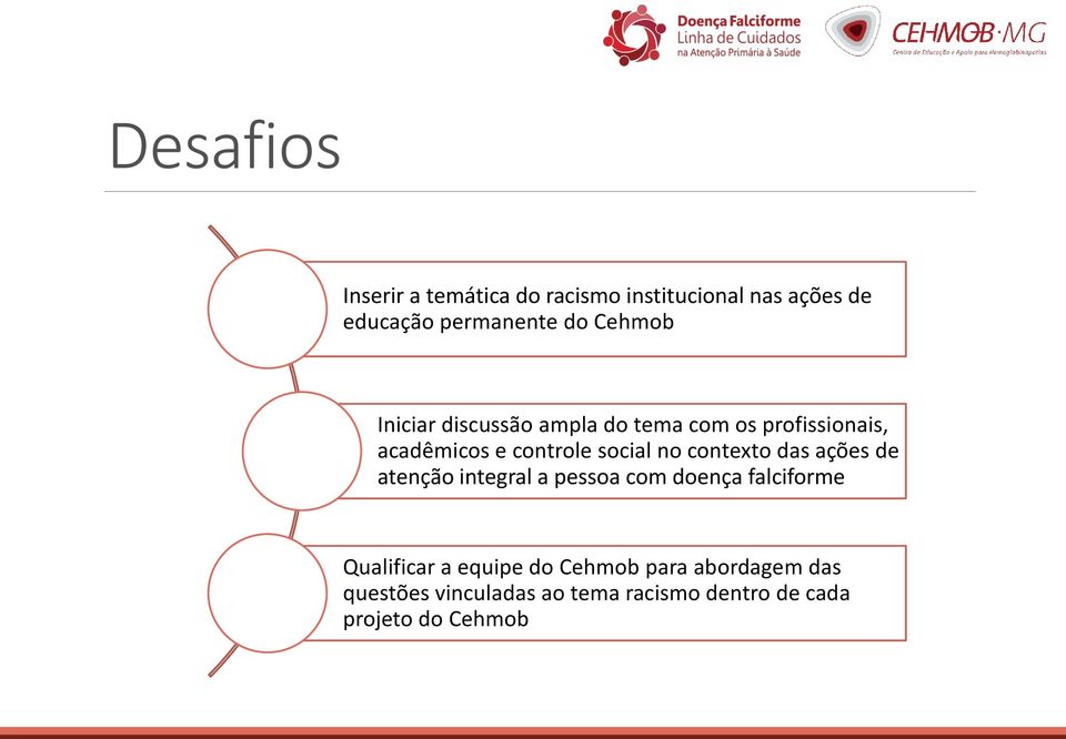 contexto das ações de atenção integral a pessoa com doença falciforme Qualificar a equipe do