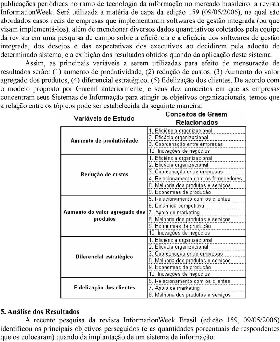 mencionar diversos dados quantitativos coletados pela equipe da revista em uma pesquisa de campo sobre a eficiência e a eficácia dos softwares de gestão integrada, dos desejos e das expectativas dos