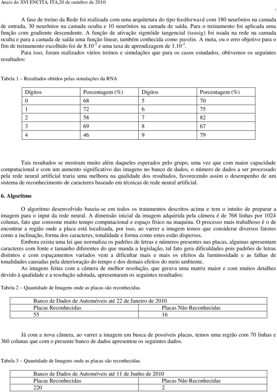 A função de ativação sigmóide tangencial (tansig) foi usada na rede na camada oculta e para a camada de saída uma função linear também conhecida como purelin.