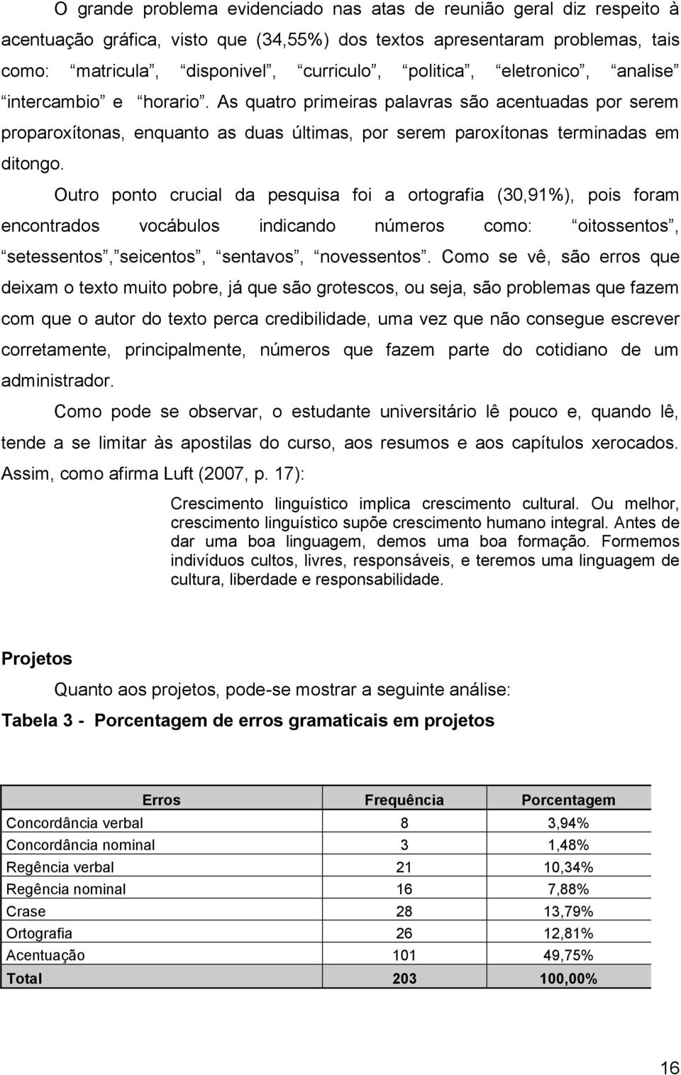 Outro ponto crucial da pesquisa foi a ortografia (30,91%), pois foram encontrados vocábulos indicando números como: oitossentos, setessentos, seicentos, sentavos, novessentos.