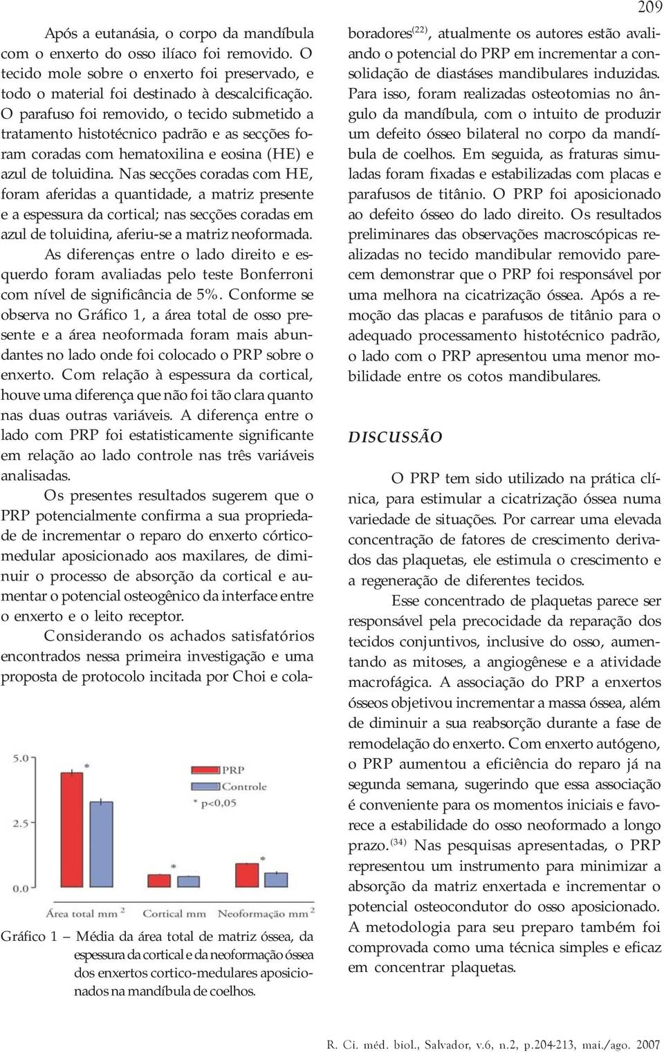 O parafuso foi removido, o tecido submetido a tratamento histotécnico padrão e as secções foram coradas com hematoxilina e eosina (HE) e azul de toluidina.