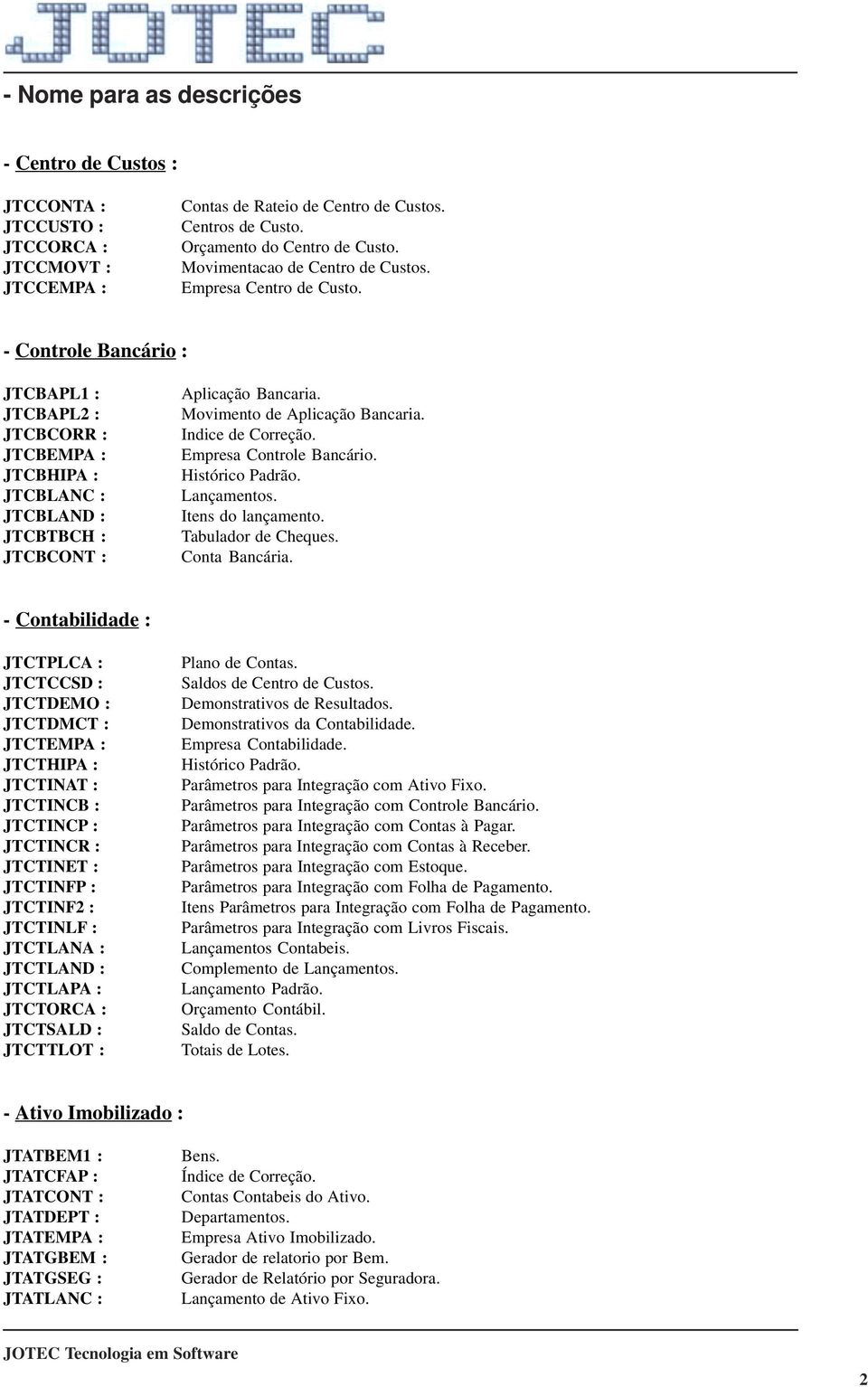 Movimento de Aplicação Bancaria. Indice de Correção. Empresa Controle Bancário. Histórico Padrão. Lançamentos. Itens do lançamento. Tabulador de Cheques. Conta Bancária.