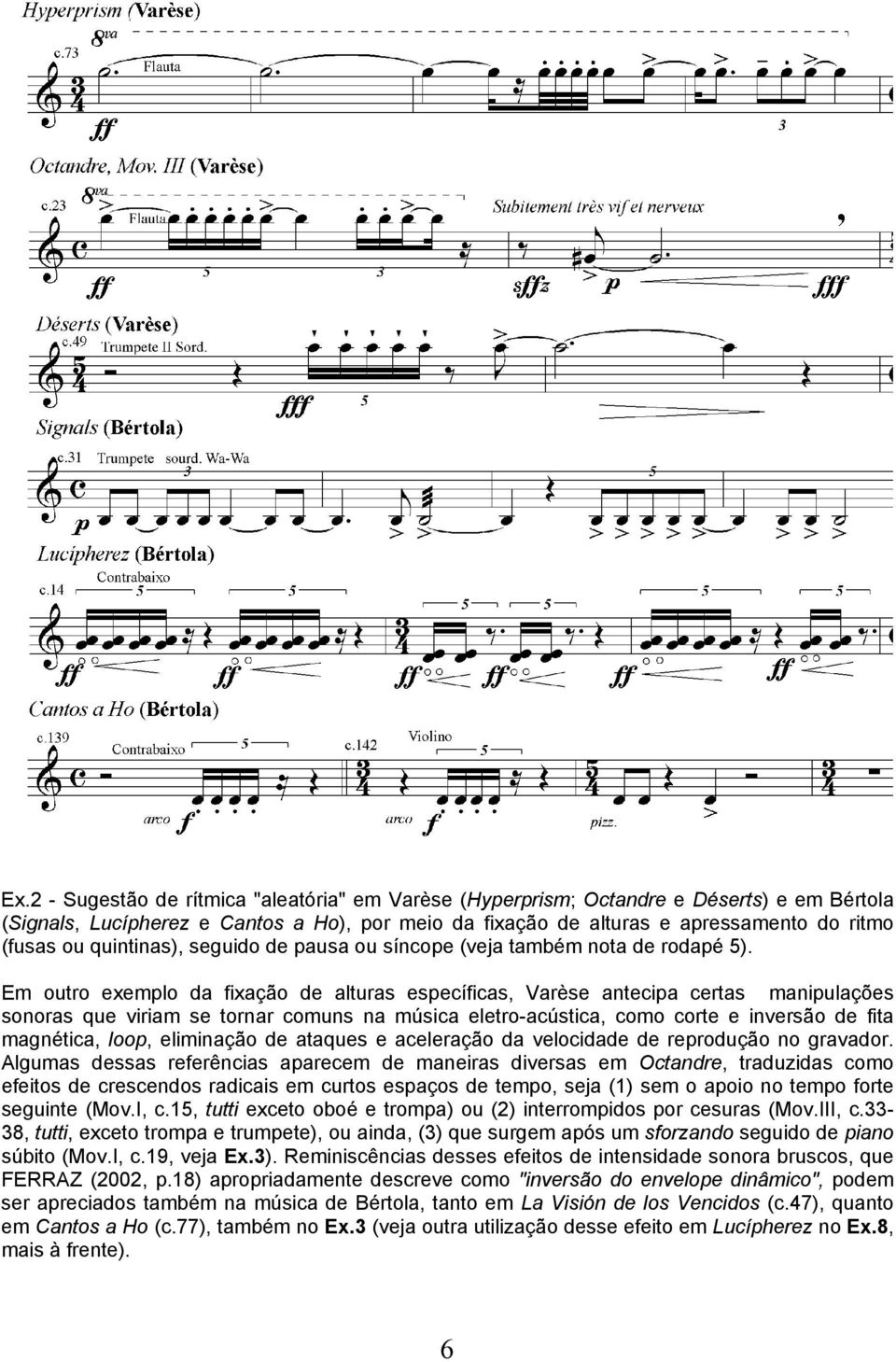 Em outro exemplo da fixação de alturas específicas, Varèse antecipa certas manipulações sonoras que viriam se tornar comuns na música eletro-acústica, como corte e inversão de fita magnética, loop,