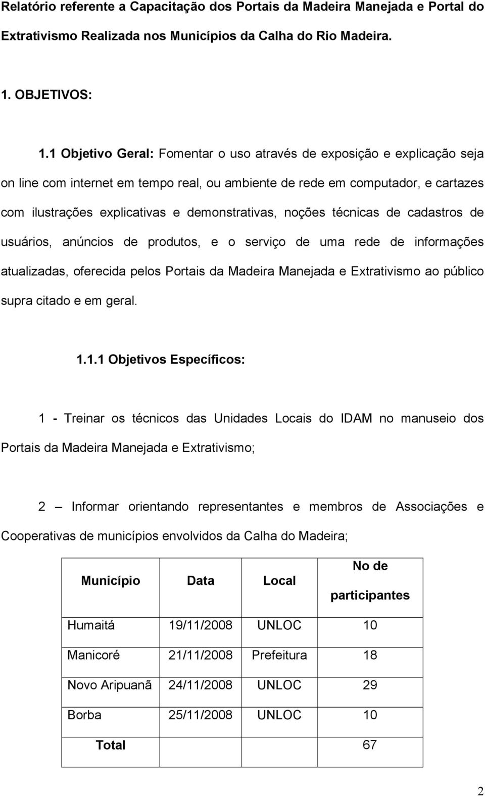 demonstrativas, noções técnicas de cadastros de usuários, anúncios de produtos, e o serviço de uma rede de informações atualizadas, oferecida pelos Portais da Madeira Manejada e Extrativismo ao