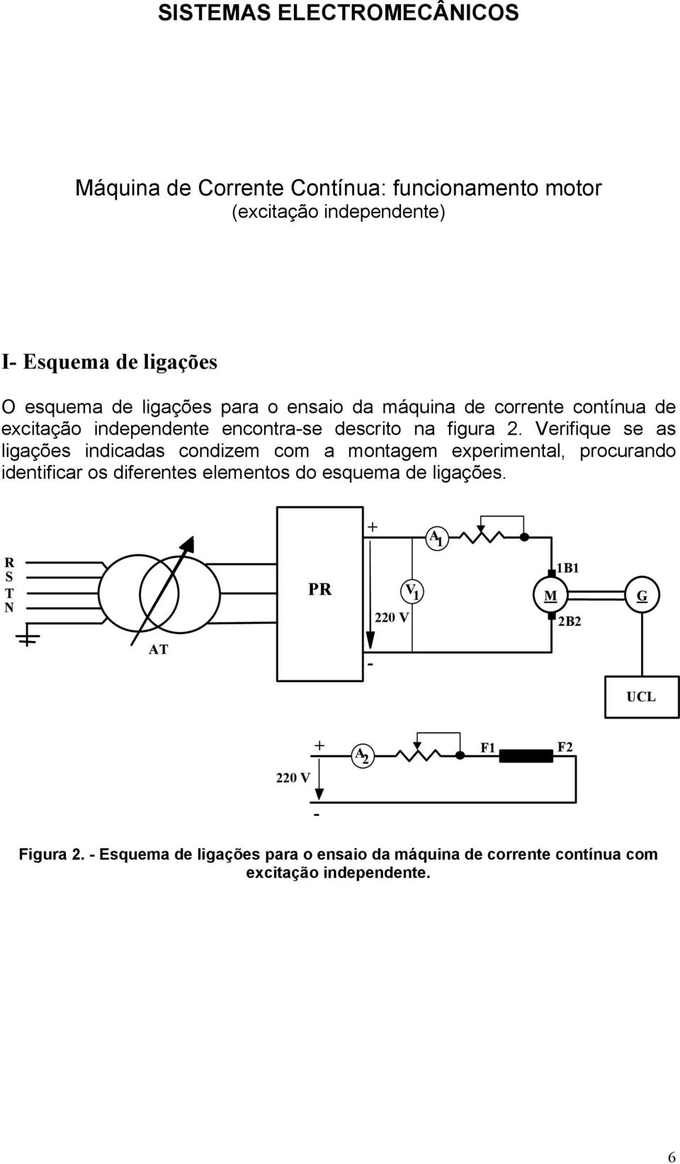 Verifique se as ligações indicadas condizem com a montagem experimental, procurando identificar os diferentes elementos do esquema de ligações.