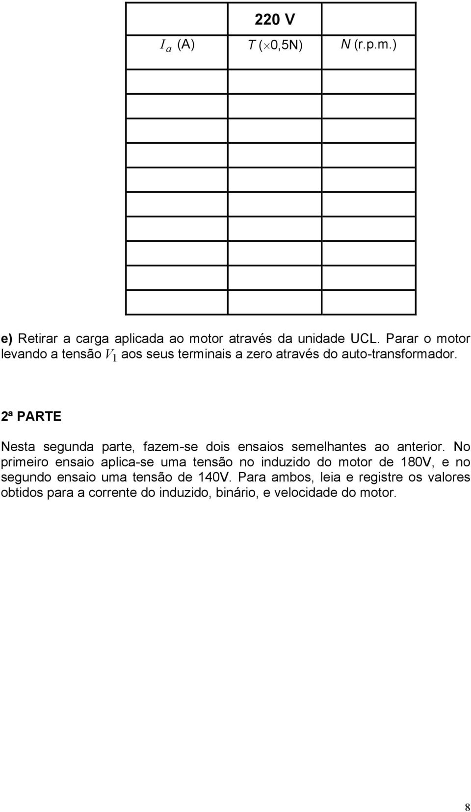 1 2ª PARTE Nesta segunda parte, fazem-se dois ensaios semelhantes ao anterior.