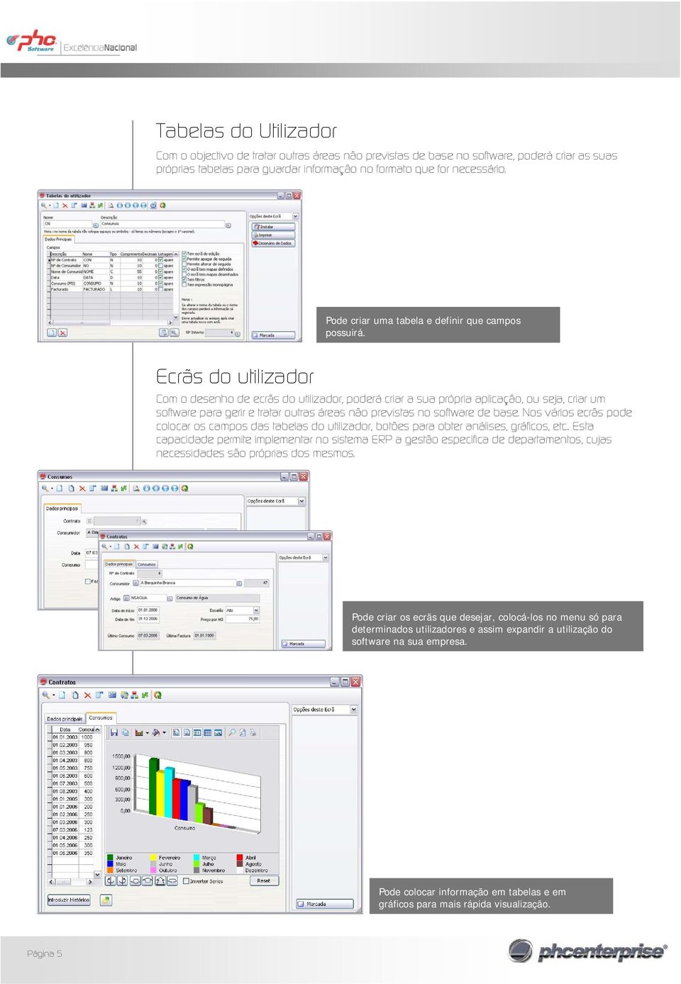 Ecrãs do utilizador Com o desenho de ecrãs do utilizador, poderá criar a sua própria aplicação, ou seja, criar um software para gerir e tratar outras áreas não previstas no software de base.