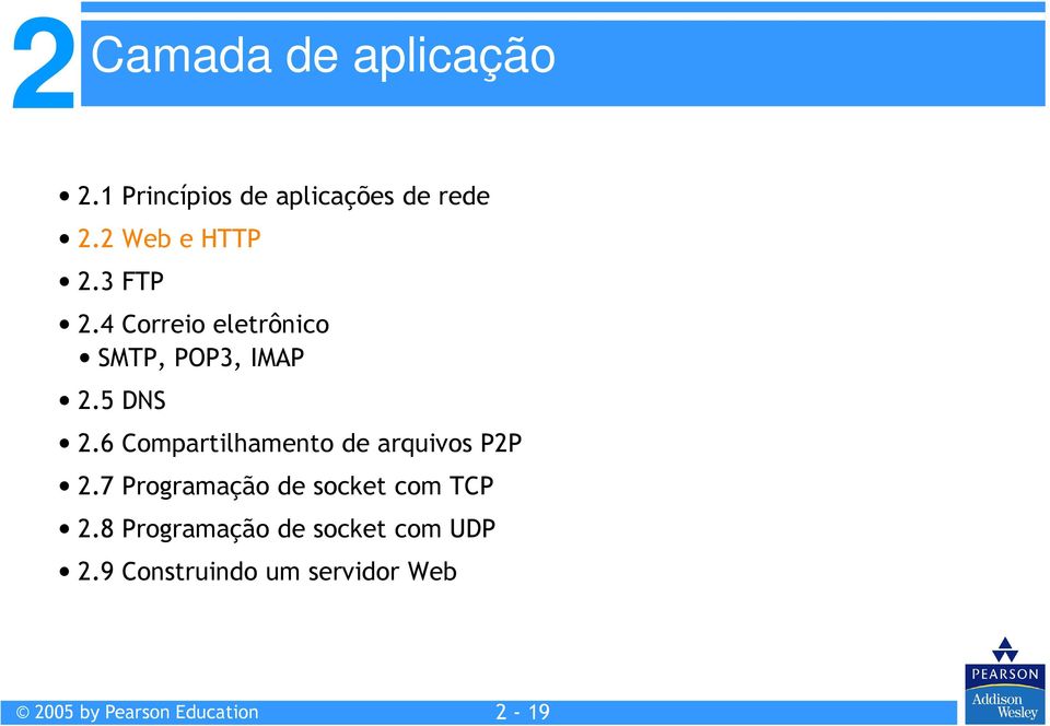 6 Compartilhamento de arquivos P2P 2.7 Programação de socket com TCP 2.