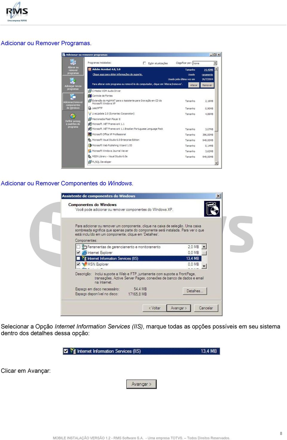 Selecionar a Opção Internet Information Services (IIS),