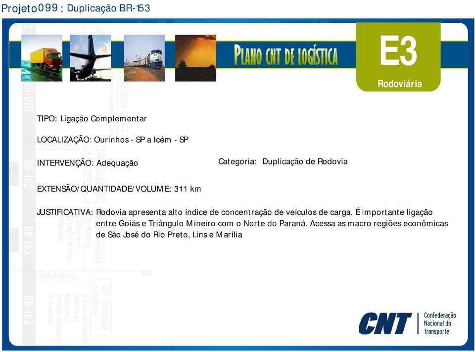 índice de concentração de veículos de carga.