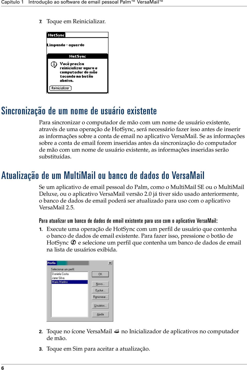 informações sobre a conta de email no aplicativo VersaMail.