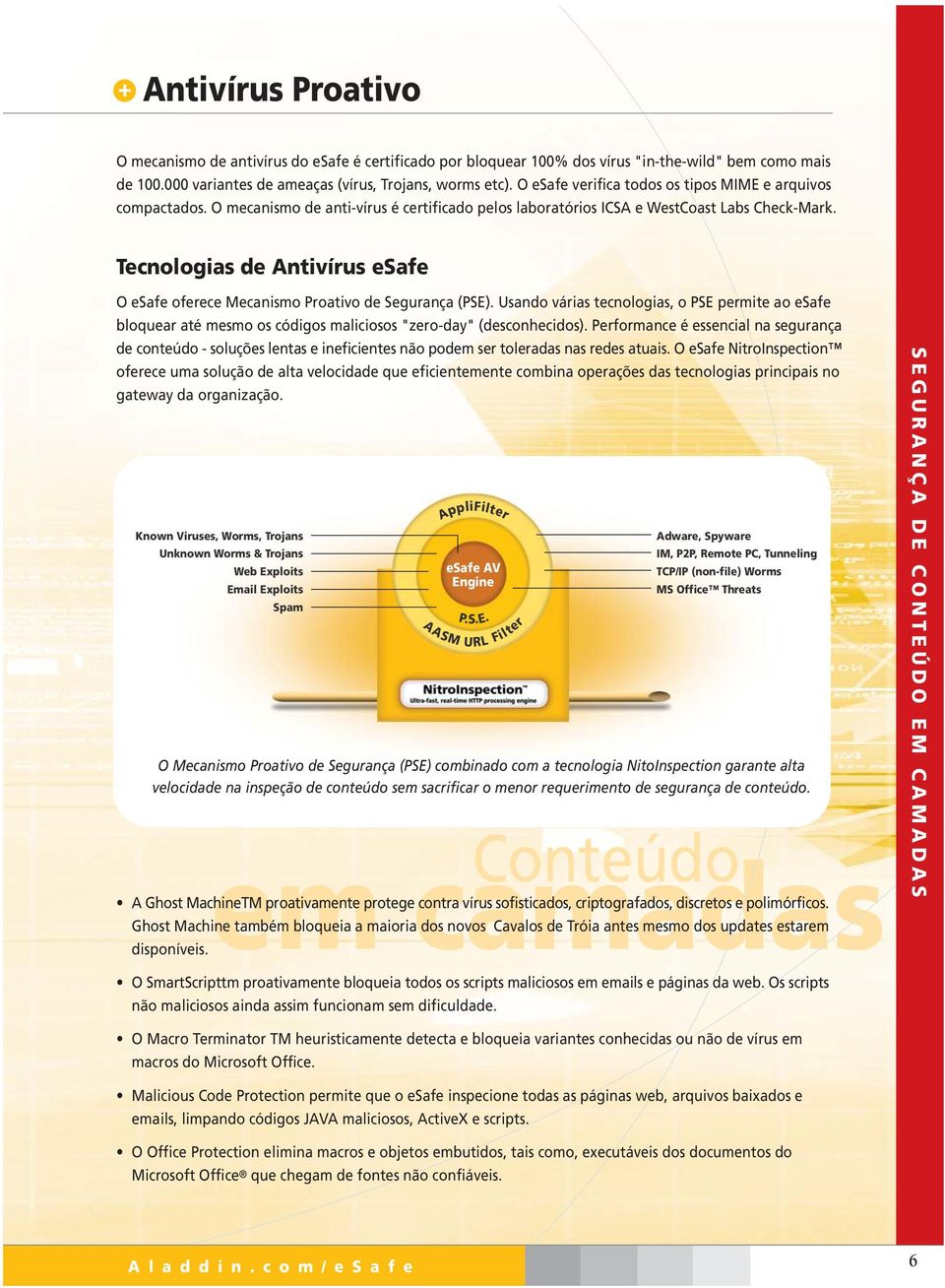 Tecnologias de Antivírus esafe O esafe oferece Mecanismo Proativo de Segurança (PSE).