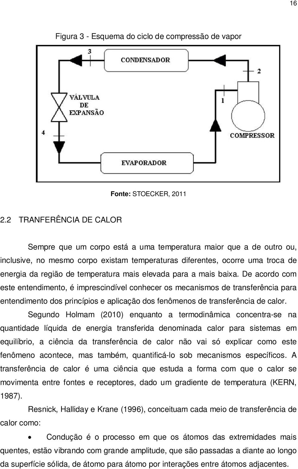 temperatura mais elevada para a mais baixa.