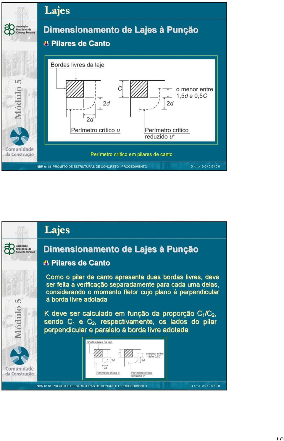 delas, considerando o momento fletor cujo plano é perpendicular à borda livre adotada K deve ser calculado em função