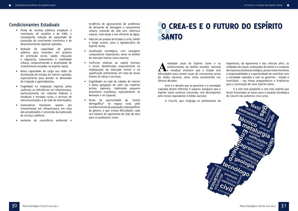 segurança, saneamento e mobilidade urbana, comprometendo a atratividade de investimentos privados no Espírito Santo; Baixa capacidade de carga nas redes de distribuição de energia do interior