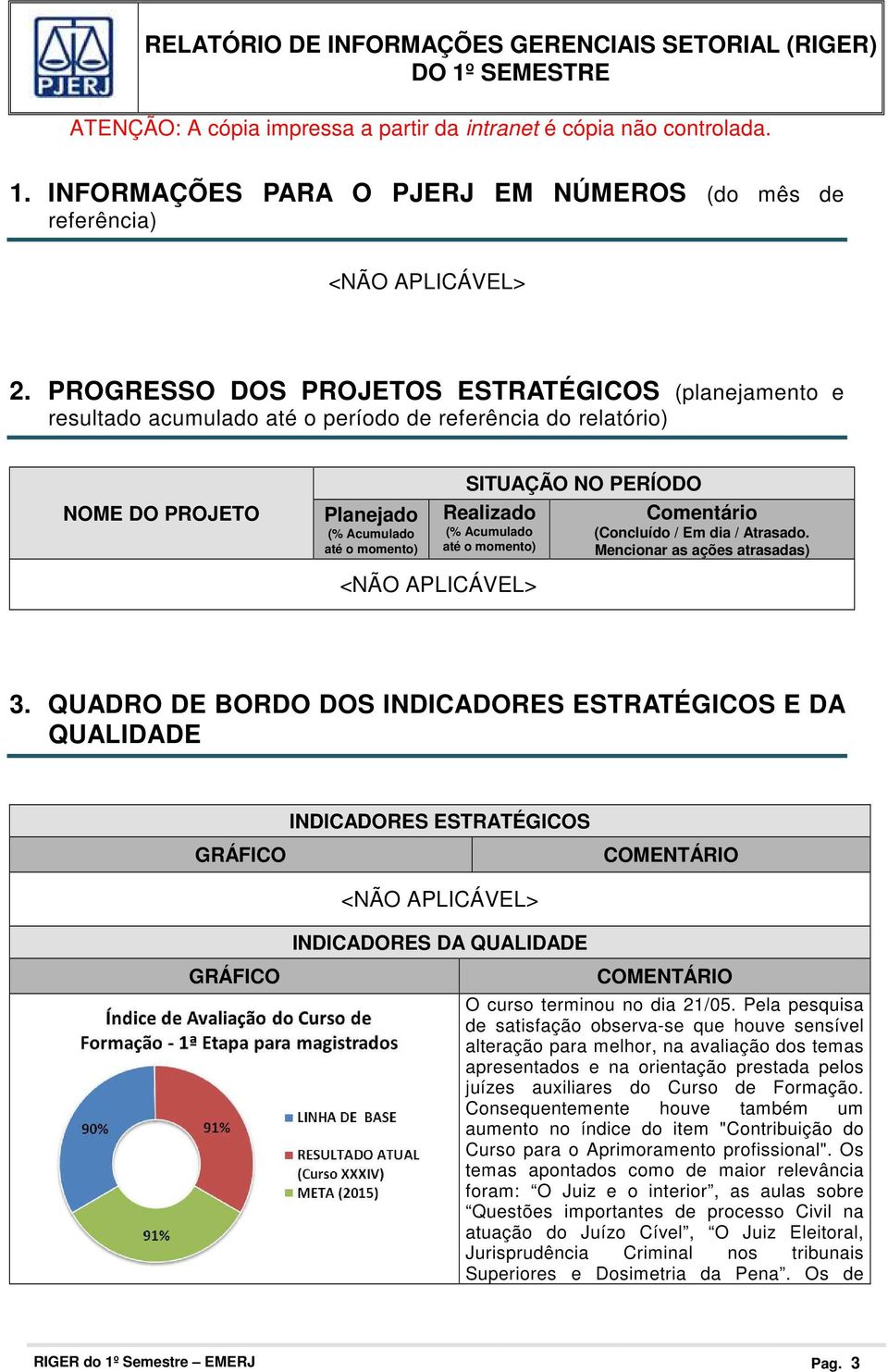 (% Acumulado até o momento) Comentário (Concluído / Em dia / Atrasado. Mencionar as ações atrasadas) <NÃO APLICÁVEL> 3.