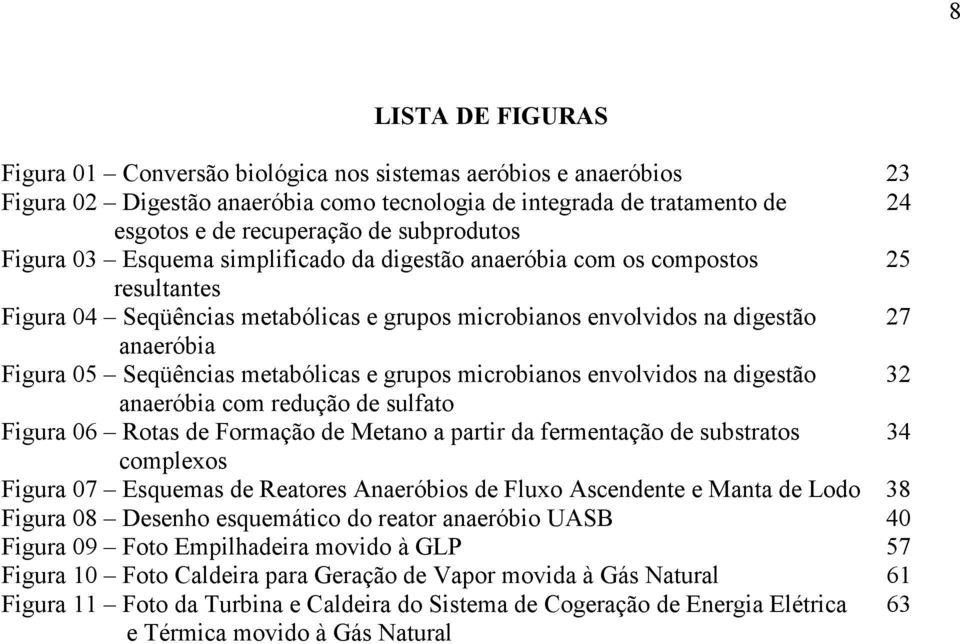 Seqüências metabólicas e grupos microbianos envolvidos na digestão 32 anaeróbia com redução de sulfato Figura 06 Rotas de Formação de Metano a partir da fermentação de substratos 34 complexos Figura