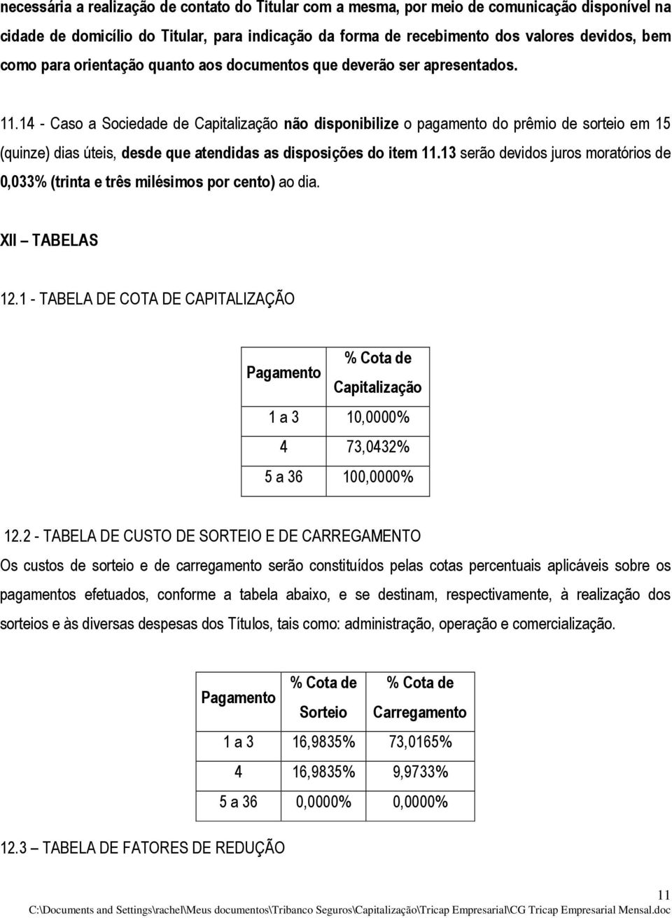 14 - Caso a Sociedade de Capitalização não disponibilize o pagamento do prêmio de sorteio em 15 (quinze) dias úteis, desde que atendidas as disposições do item 11.