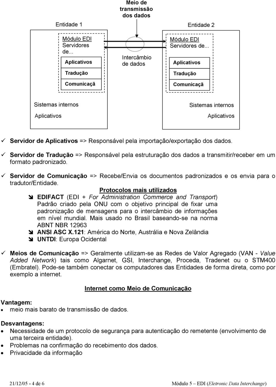 Servidor de Tradução => Responsável pela estruturação dos dados a transmitir/receber em um formato padronizado.