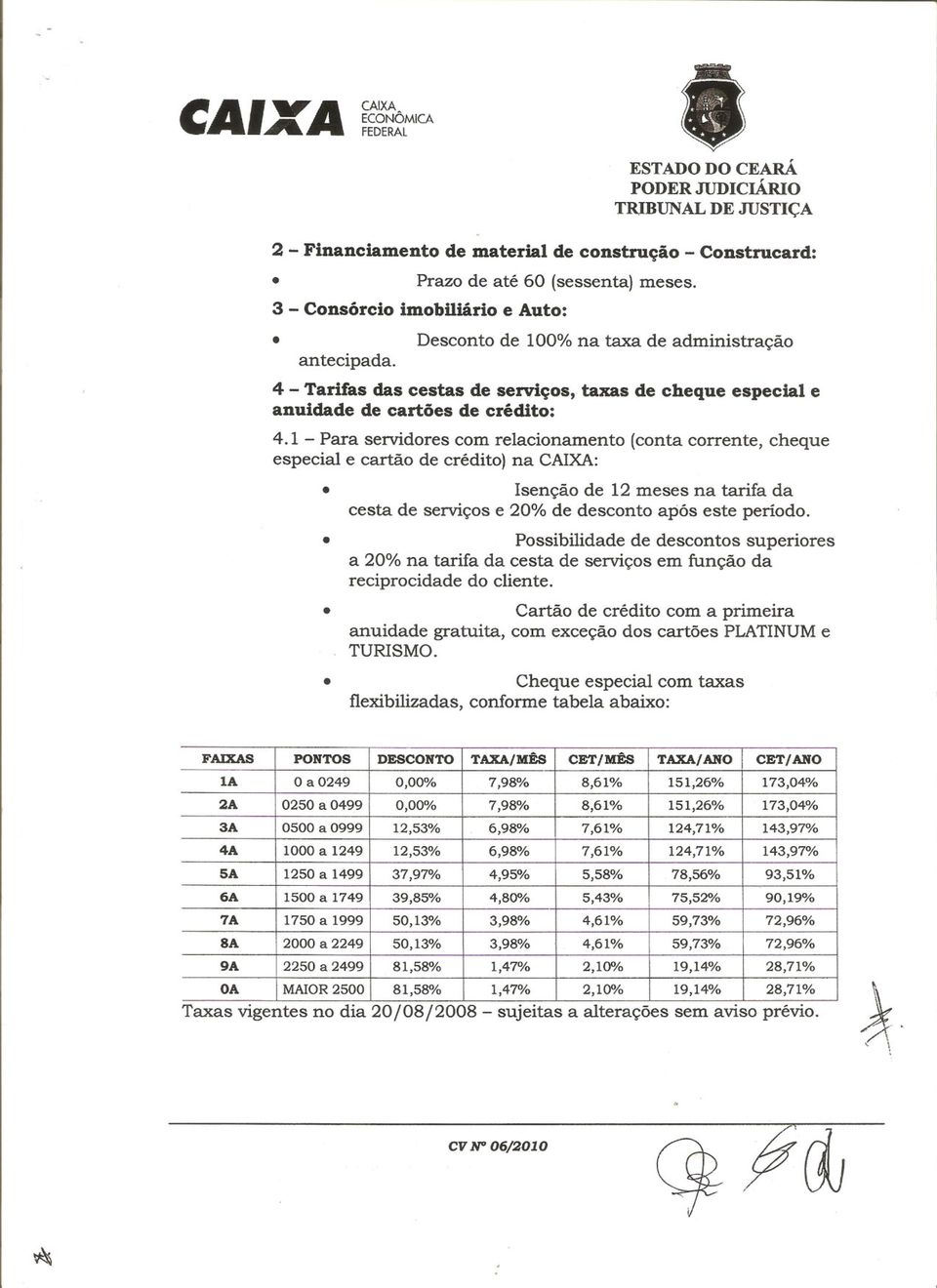 na tarifa da cesta de serviços e 20% de desconto após este periodo Possibi1idade de descontos superiores a 20% na tarifa da cesta de serviços em função da reciprocidade do cliente Cartão de crédito