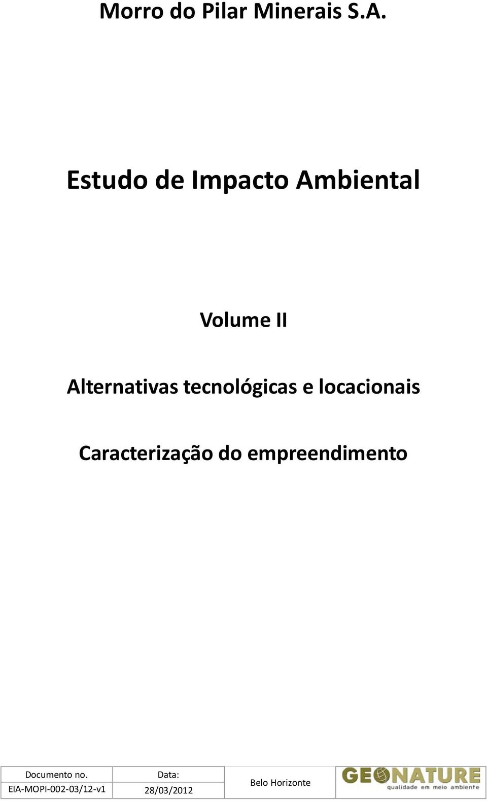 Caracterização do empreendimento Documento