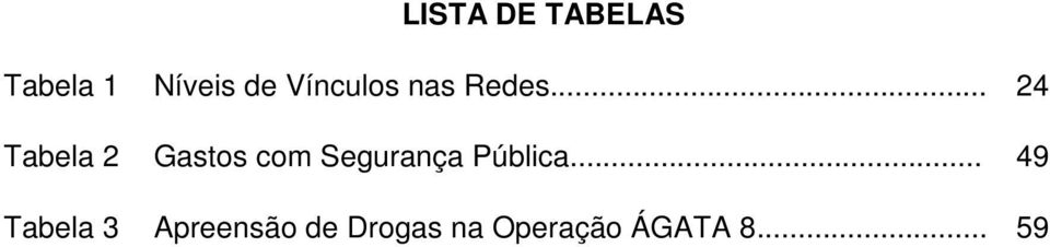 .. 24 Tabela 2 Gastos com Segurança