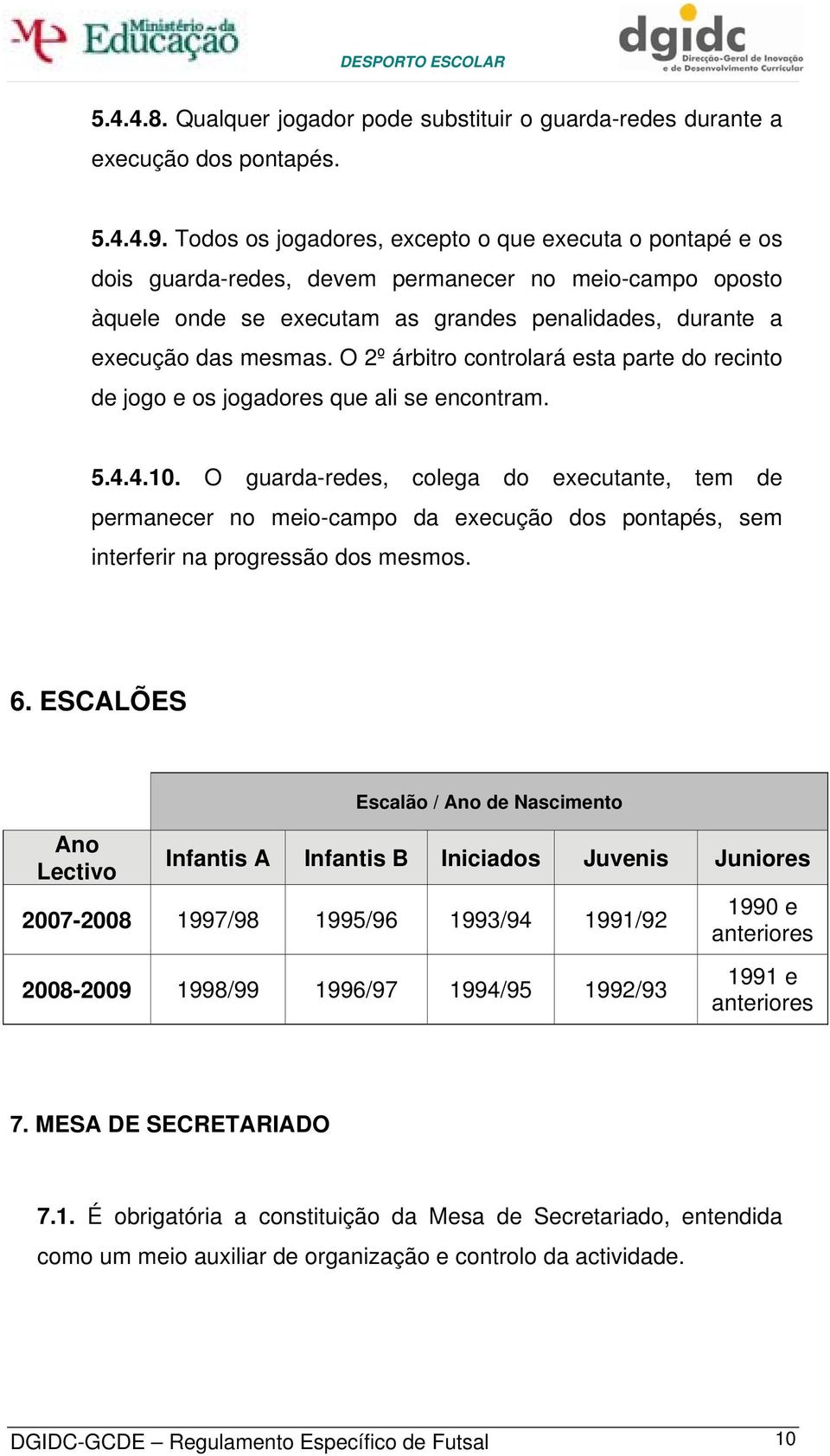 O 2º árbitro controlará esta parte do recinto de jogo e os jogadores que ali se encontram. 5.4.4.10.