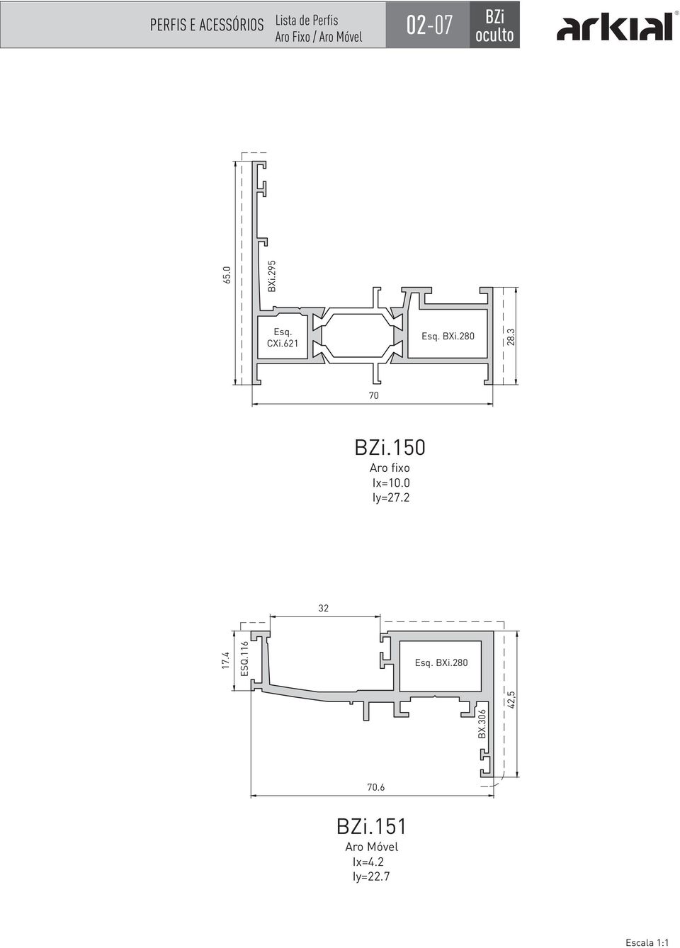 3 70.50 Aro fixo Ix=0.0 Iy=7. 3 7. ESQ.6 Esq. BXi.