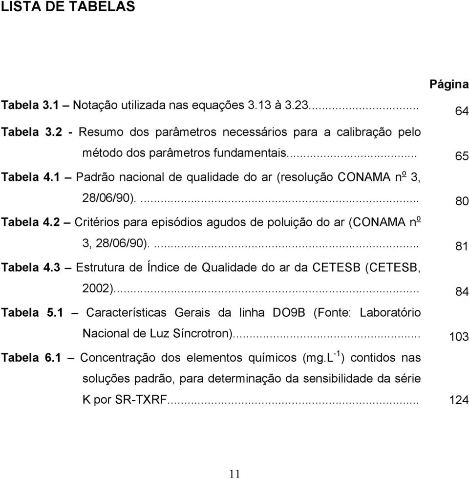 2 Critérios para episódios agudos de poluição do ar (CONAMA n o 3, 28/06/90).... 81 Tabela 4.3 Estrutura de Índice de Qualidade do ar da CETESB (CETESB, 2002)... 84 Tabela 5.