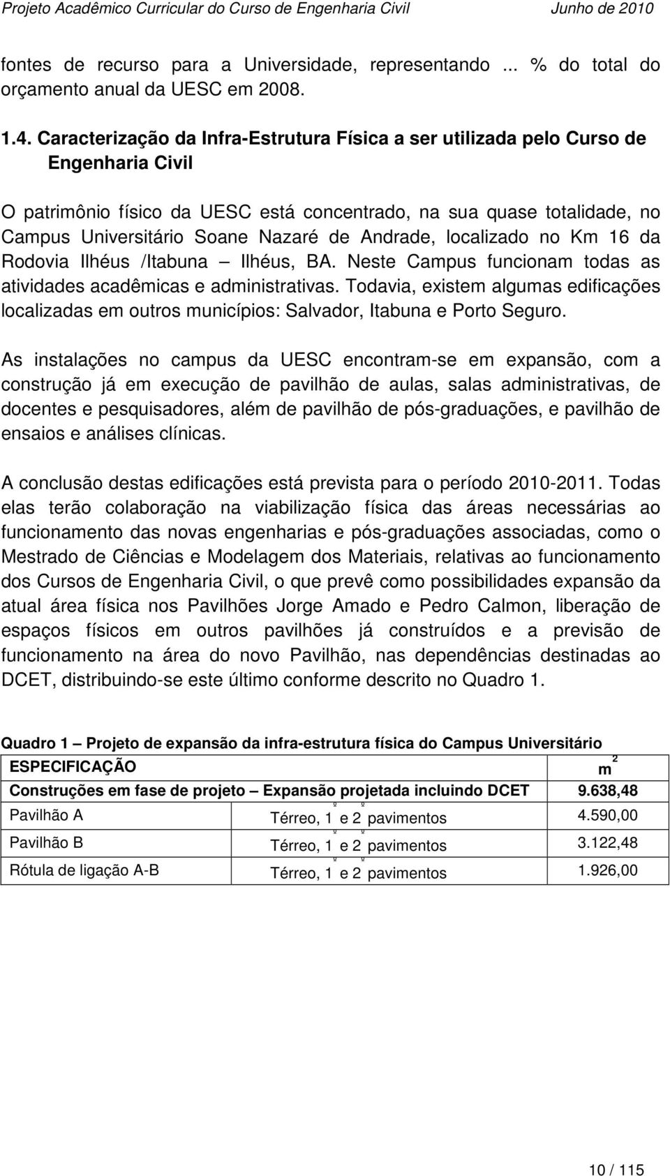 Andrade, localizado no Km 16 da Rodovia Ilhéus /Itabuna Ilhéus, BA. Neste Campus funcionam todas as atividades acadêmicas e administrativas.