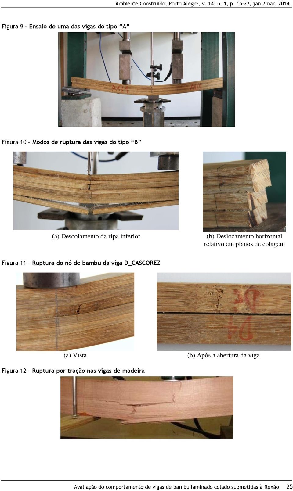 Ruptura do nó de bambu da viga D_CASCOREZ (a) Vista (b) Após a abertura da viga Figura 12 Ruptura por