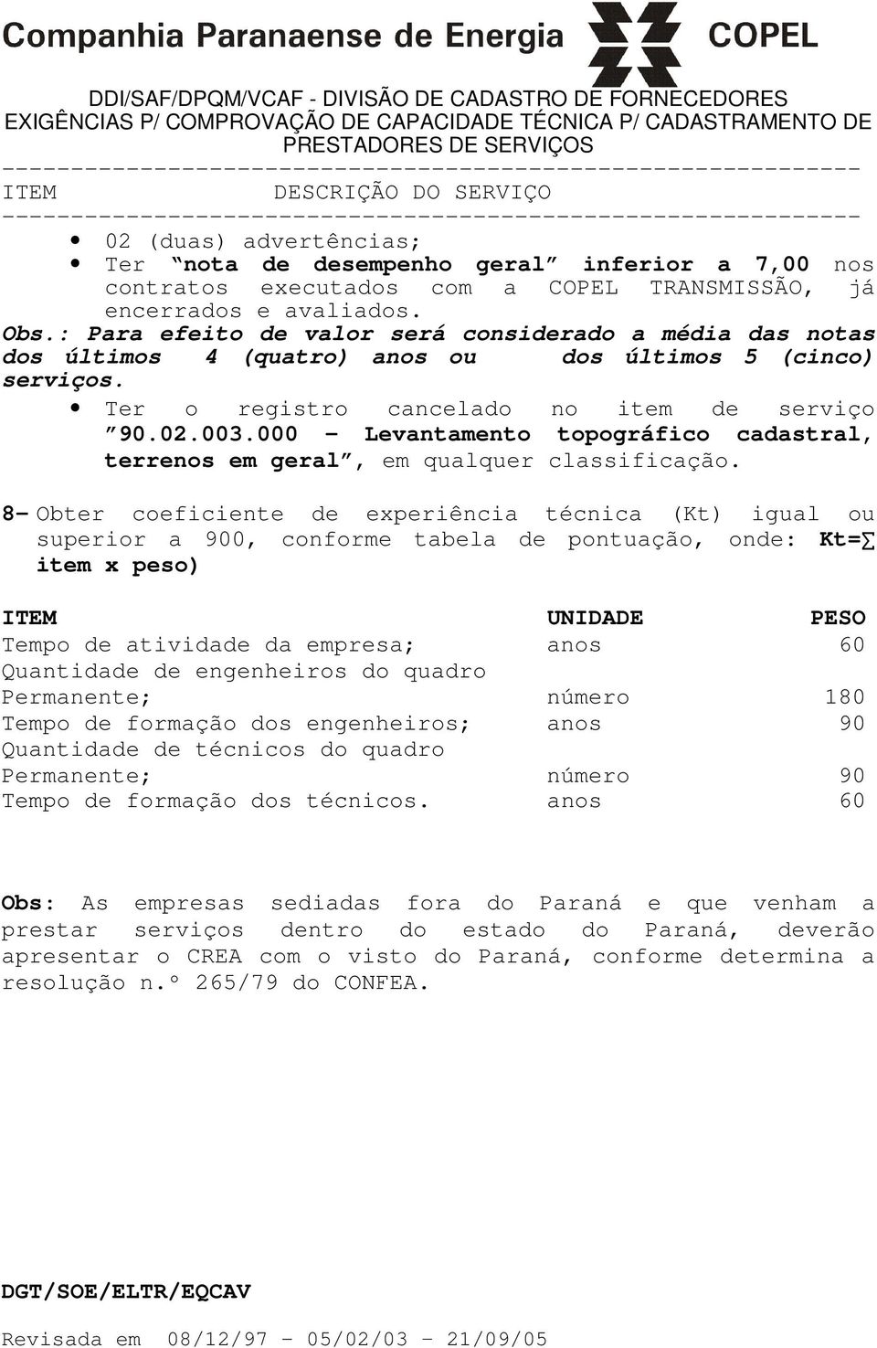 000 Levantamento topográfico cadastral, terrenos em geral, em qualquer classificação.