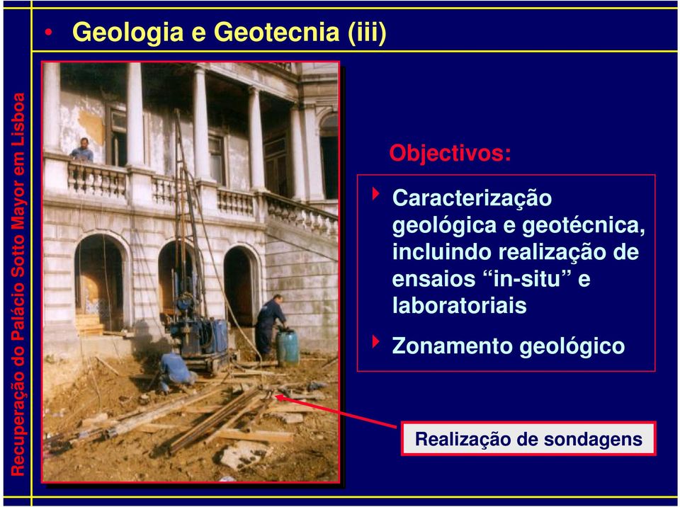 incluindo realização de ensaios in-situ e